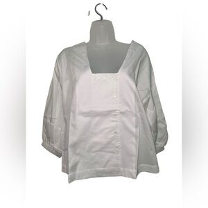 Harshman White Lilian Cotton Shirt Balloon Sleeve Blouse NWT Size M